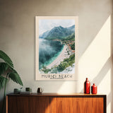 Murići Beach, Montenegro Watercolor Beach Print, Vacation Gift, Montenegro Wall Art, Beach Painting, Beach Decor, Beach Painting