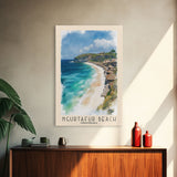 Ngurtafur Beach, Indonesia Watercolor Beach Print, Vacation Gift, Indonesia Wall Art, Framed Canvas Print, Framed Beach Painting