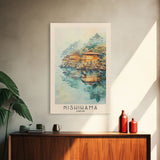 Nishihama, Japan Watercolor Beach Print, Vacation Gift, Japan Wall Art, Framed Canvas Print, Framed Beach Painting