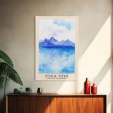 Nuka Hiva, French Polynesia Watercolor Beach Print, Vacation Gift, French Polynesia Wall Art, Framed Canvas Print, Framed Beach Painting