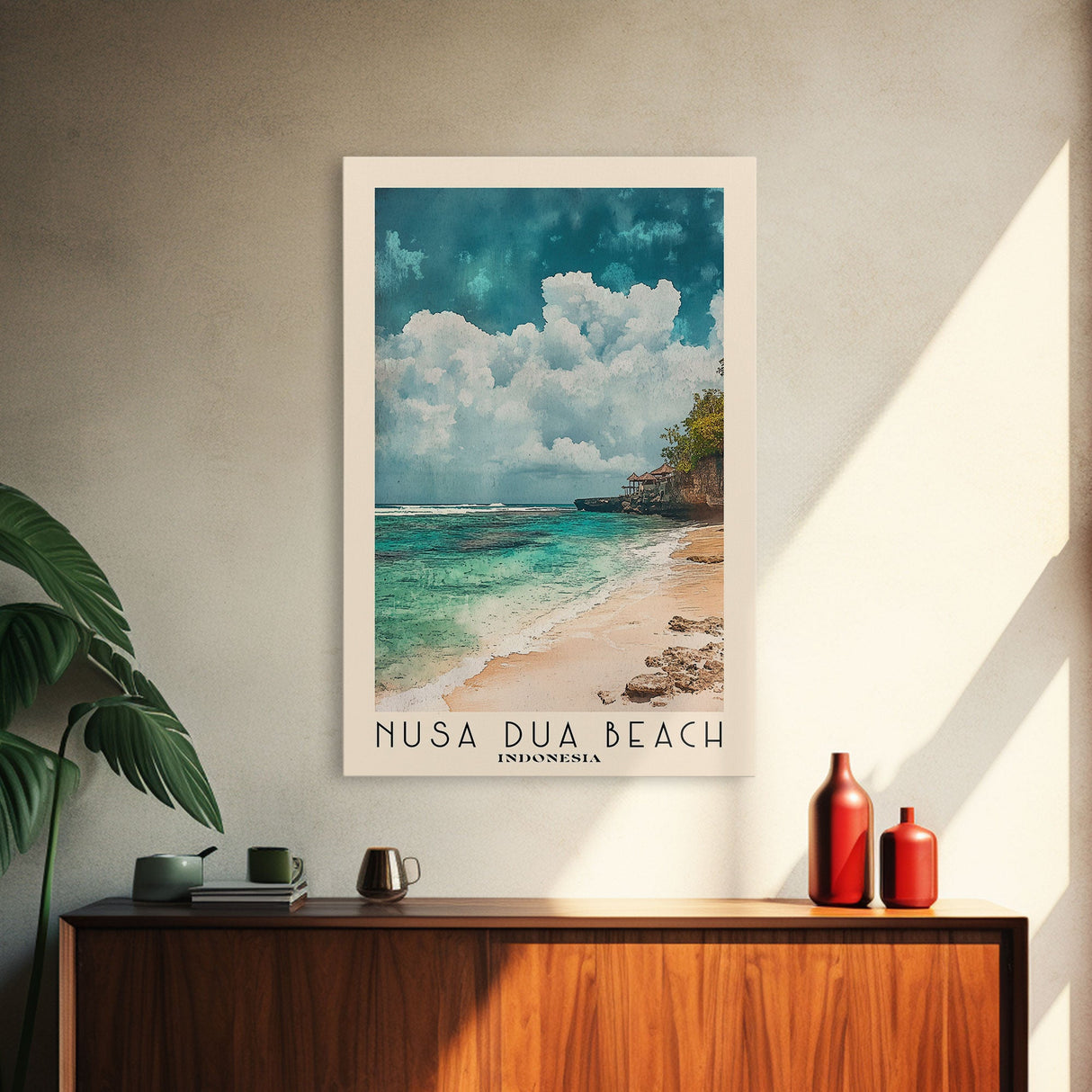 Nusa Dua Beach, Indonesia Watercolor Beach Print, Vacation Gift, Indonesia Wall Art, Beach Painting, Beach Decor, Beach Painting