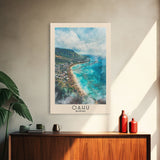 Oahu, Hawaii Watercolor Beach Print, Vacation Gift, Hawaii Wall Art, Beach Painting, Beach Decor, Beach Painting