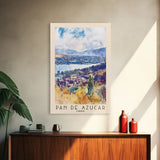 Pan de Azucar, Chile Watercolor Beach Print, Vacation Gift, Chile Wall Art, Framed Canvas Print, Framed Beach Painting