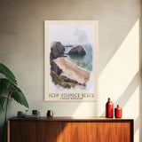 Pedn Vounder Beach, United Kingdom Watercolor Beach Print, Vacation Gift, United Kingdom Wall Art, Framed Canvas Print, Framed Beach Painting