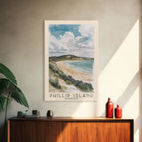 Phillip Island, Australia Watercolor Print, Vacation Gift, Australia Wall Art, Beach Painting, Beach Decor, Large Wall Art, Wood Frame Art