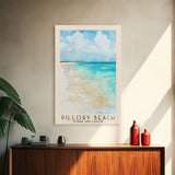 Pillory Beach, Turks and Caicos Watercolor Beach Print, Vacation Gift, Turks and Caicos Wall Art, Framed Canvas Print, Framed Beach Painting