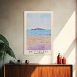 Pitt Island, New Zealand Watercolor Beach Print, Vacation Gift, New Zealand Wall Art, Framed Canvas Print, Framed Beach Painting