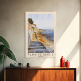 Playa de Gandía, Spain Watercolor Beach Print, Vacation Gift, Spain Wall Art, Framed Canvas Print, Framed Beach Painting