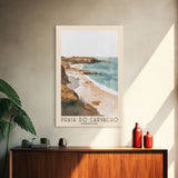 Praia do Carvalho, Portugal Watercolor Beach Print, Vacation Gift, Portugal Wall Art, Framed Canvas Print, Framed Beach Painting