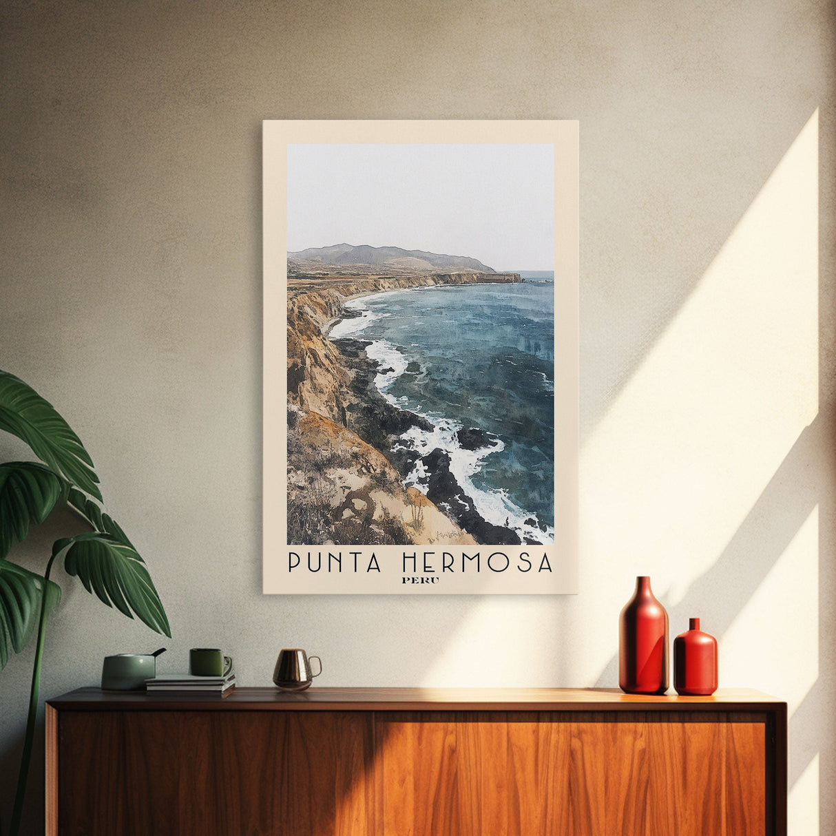 Punta Hermosa, Peru Watercolor Beach Print, Vacation Gift, Peru Wall Art, Beach Painting, Beach Decor, Beach Painting