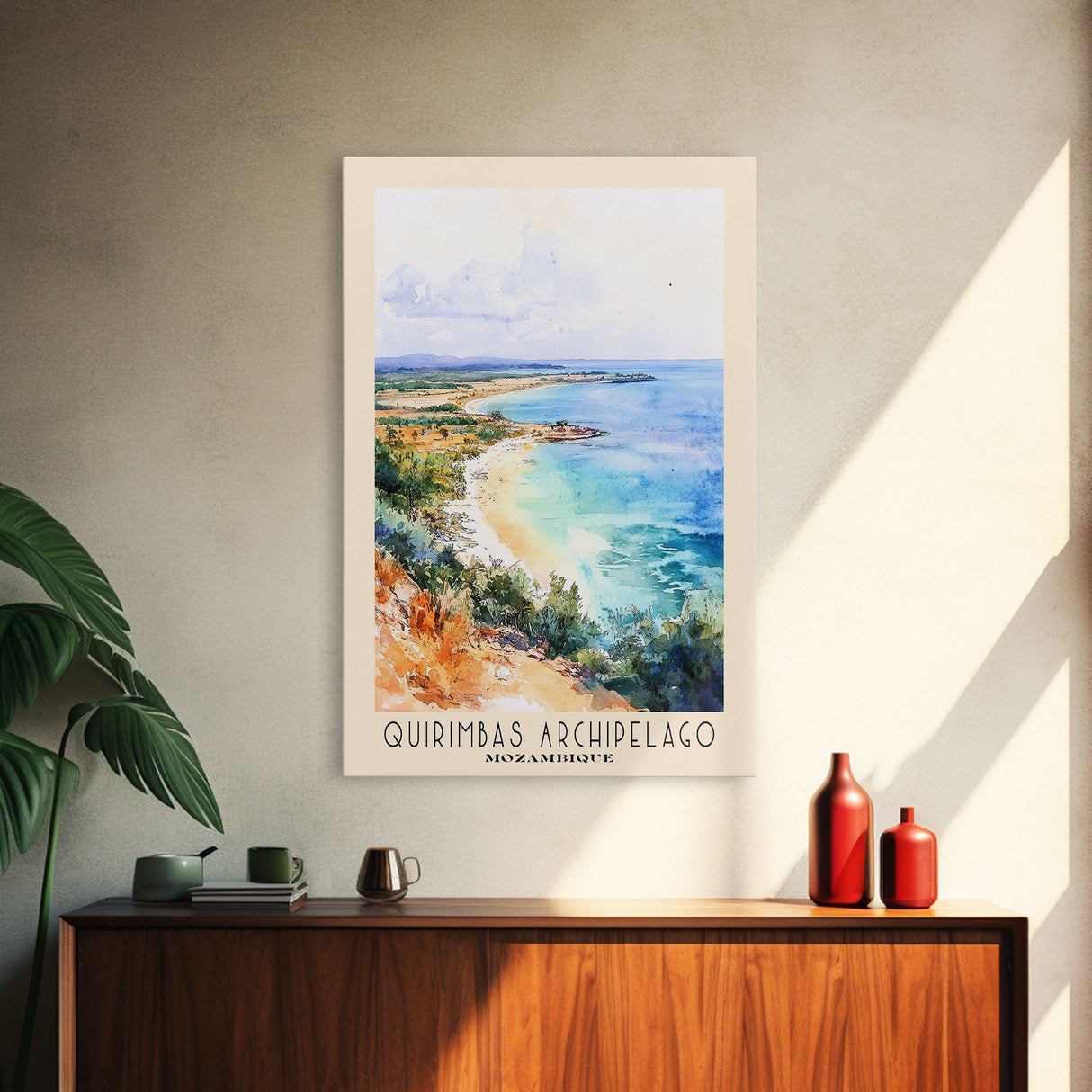 Quirimbas Archipelago, Mozambique Watercolor Beach Print, Vacation Gift, Mozambique Wall Art, Beach Painting, Beach Decor, Beach Painting