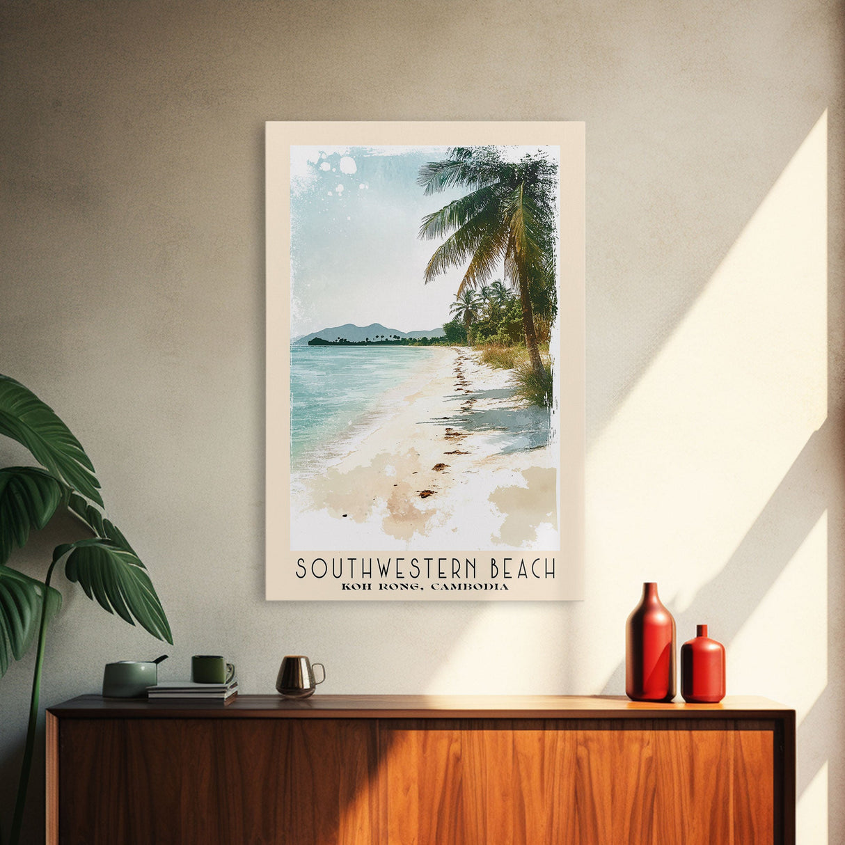 Southwestern Beach, Koh Rong, Cambodia Watercolor Beach Print, Vacation Gift, Koh Rong, Cambodia Wall Art, Beach Painting, Beach Decor, Beach Painting