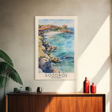 Sozopol, Bulgaria Watercolor Beach Print, Vacation Gift, Bulgaria Wall Art, Framed Canvas Print, Framed Beach Painting