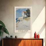 Sveti Ivan , Croatia Watercolor Beach Print, Vacation Gift, Croatia Wall Art, Framed Canvas Print, Framed Beach Painting