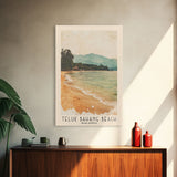 Teluk Bahang Beach, Malasyia Watercolor Print, Vacation Gift, Malasyia Wall Art, Beach Painting, Beach Decor, Large Wall Art, Wood Frame Art