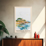 Tromelin Island, France Watercolor Beach Print, Vacation Gift, France Wall Art, Framed Canvas Print, Framed Beach Painting