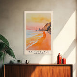 Wainui Beach, New Zealand Watercolor Print, Vacation Gift, New Zealand Wall Art, Beach Painting, Beach Decor, Large Wall Art, Wood Frame Art