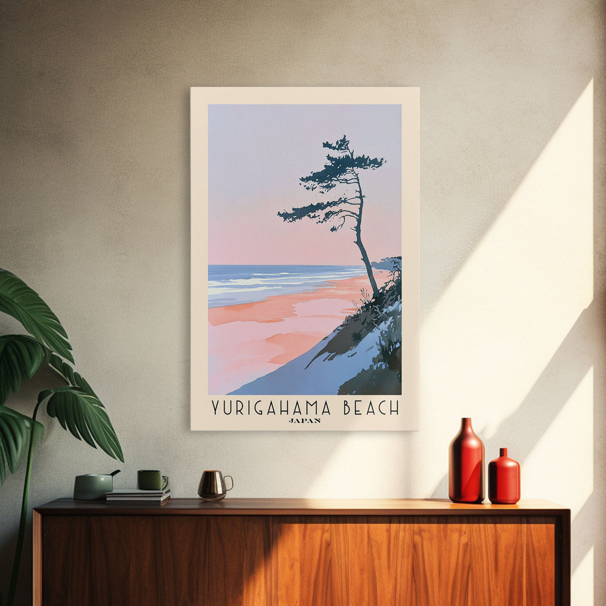 Yurigahama Beach, Japan Watercolor Beach Print, Vacation Gift, Japan Wall Art, Beach Painting, Beach Decor, Beach Painting