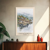 Zihuatanejo, Mexico Watercolor Beach Print, Vacation Gift, Mexico Wall Art, Framed Canvas Print, Framed Beach Painting