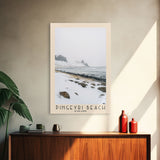 Þingeyri Beach, Iceland Watercolor Beach Print, Vacation Gift, Iceland Wall Art, Framed Canvas Print, Framed Beach Painting