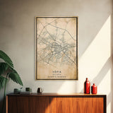 Sofia Bulgaria map print poster or framed canvas, Sofia map print poster canvas, Sofia city map print poster canvas, Vintage Travel Art