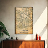 Arlington Texas map print poster or framed canvas, Arlington map print poster canvas, Texas city map print poster canvas, Vintage Travel Art