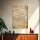 Beijing China map print poster or framed canvas, Beijing map print poster canvas, Beijing city map print poster canvas, Vintage Travel Art