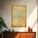 Raleigh North Carolina map print poster or framed canvas, Raleigh map print poster canvas, Raleigh city map Canvas print, Vintage Travel Art