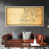 Old Map of Long Beach California, Distressed Vintage Map | Vintage Poster Wall Art Print | Wall Map Print | Old Map Print, Framed Canvas Map