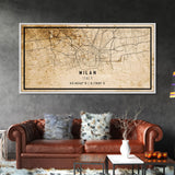 Vintage Milan Italy map print poster or framed canvas, Milan map print poster canvas, Milan city map print poster canvas, Travel Art