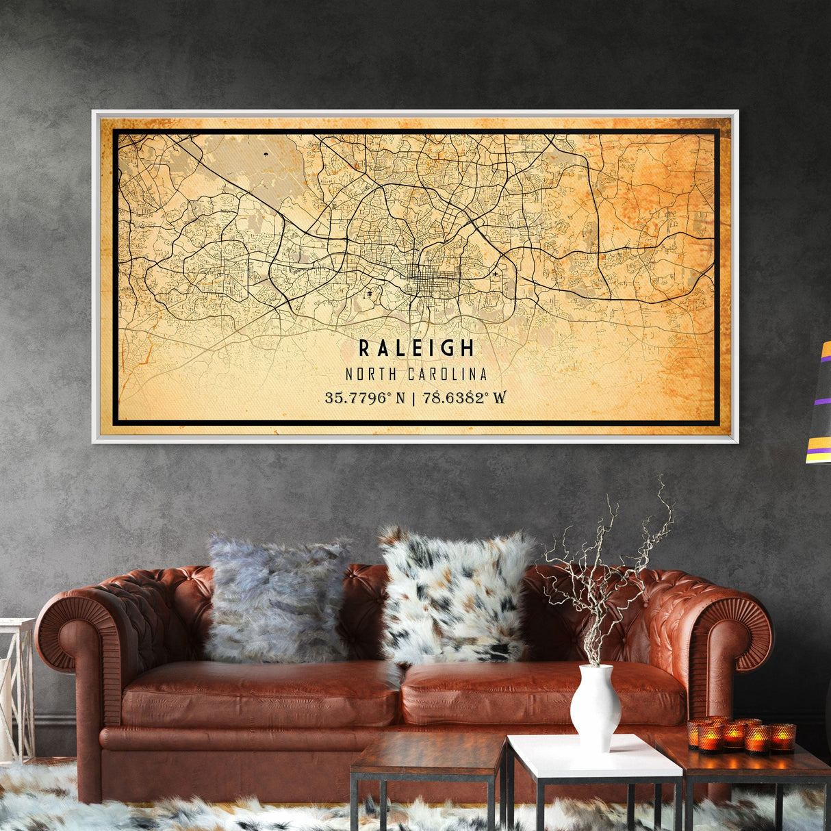 Raleigh North Carolina map print poster or framed canvas, Raleigh map print poster canvas, Raleigh city map Canvas print, Vintage Travel Art