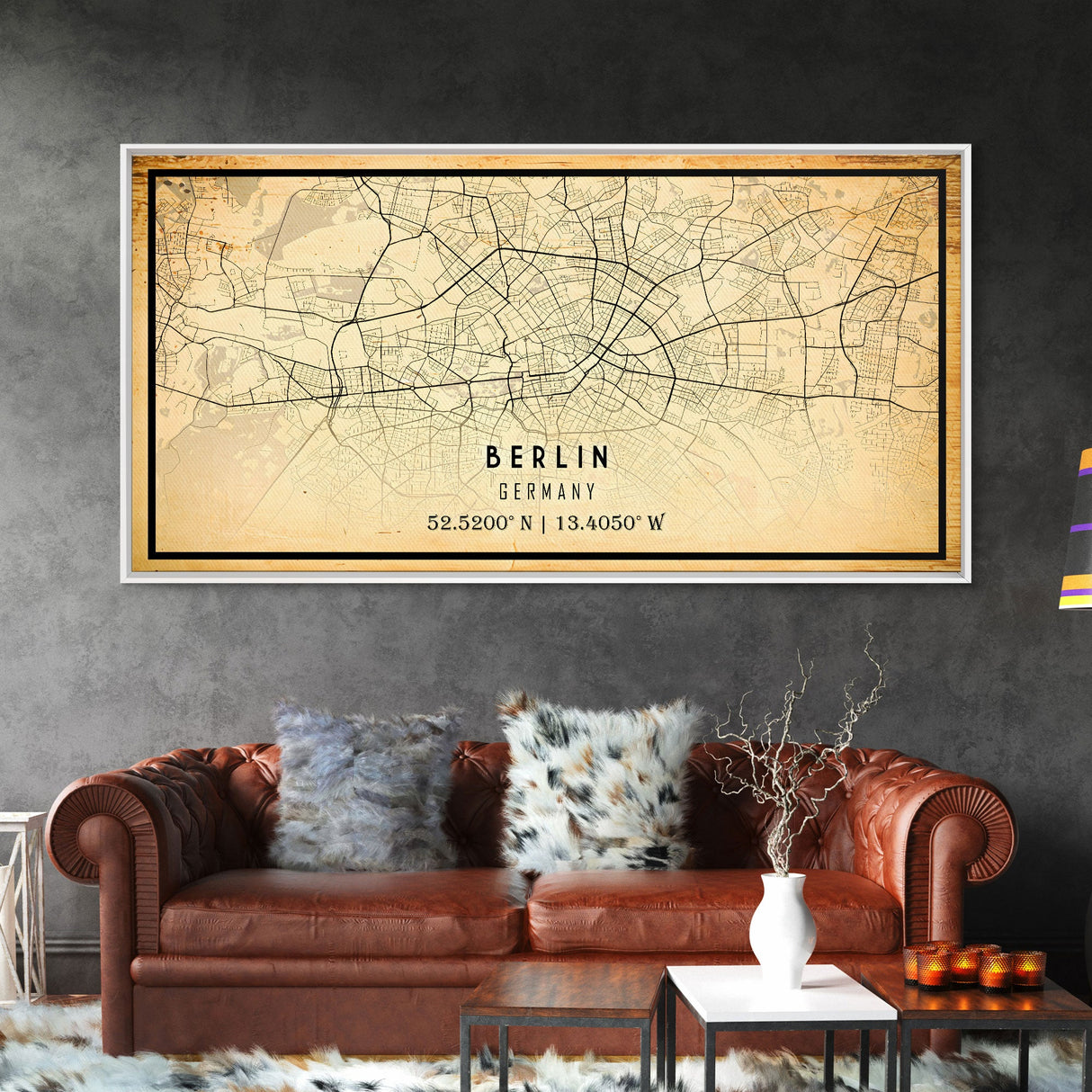 Vintage Berlin Germany map print poster or framed canvas, Berlin map print poster canvas, Berlin city map print poster canvas, Travel Art