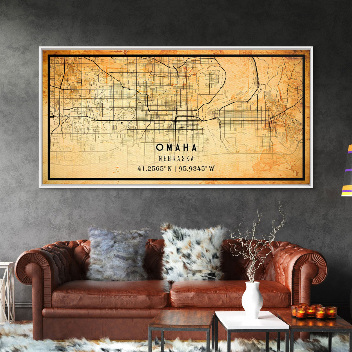 Omaha Nebraska map print poster or framed canvas, Omaha map print poster canvas, Omaha city map print poster canvas, Vintage Travel Art