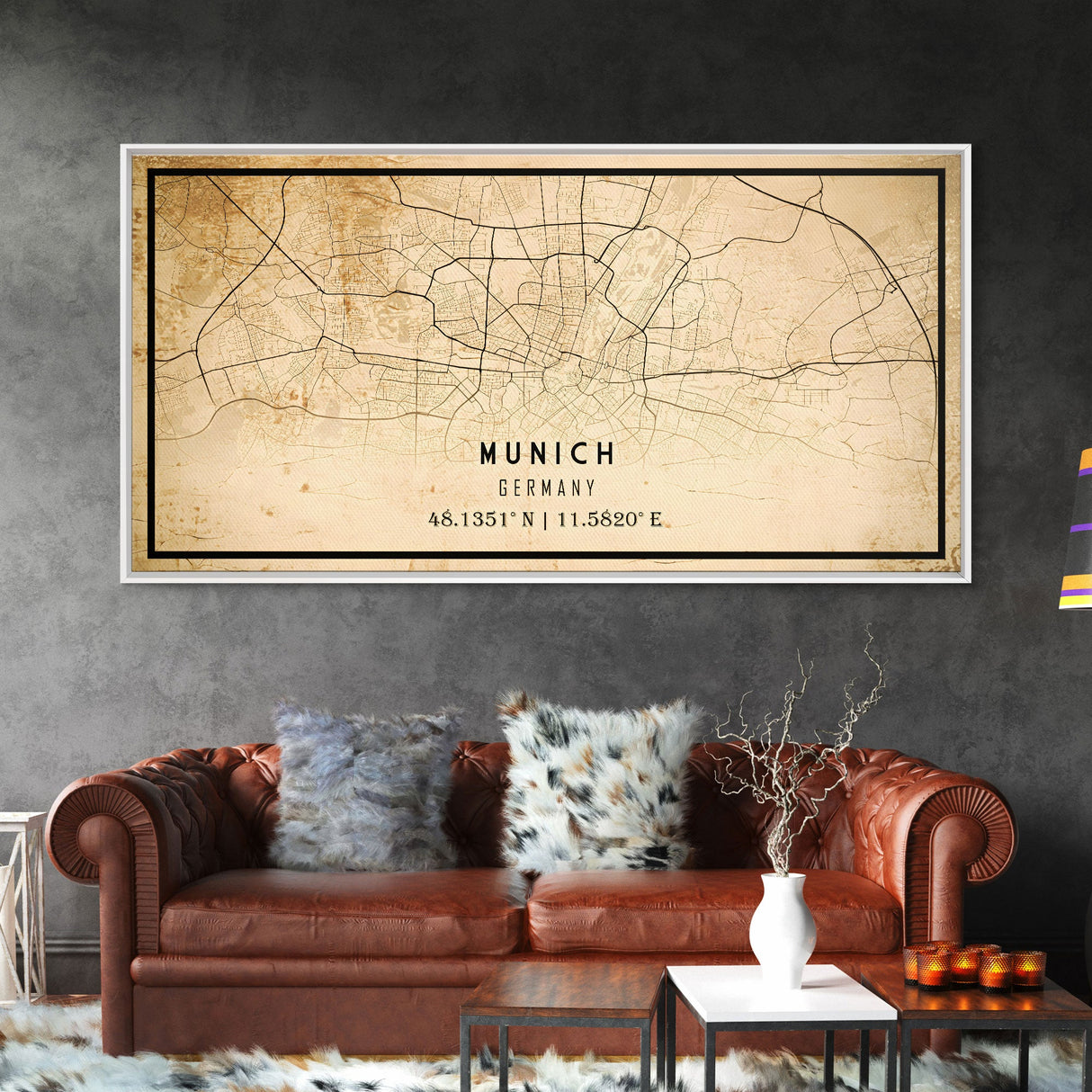 Munich map print poster or framed canvas, Munich Germany map print poster canvas, Munich city map print poster canvas, Vintage Travel Art