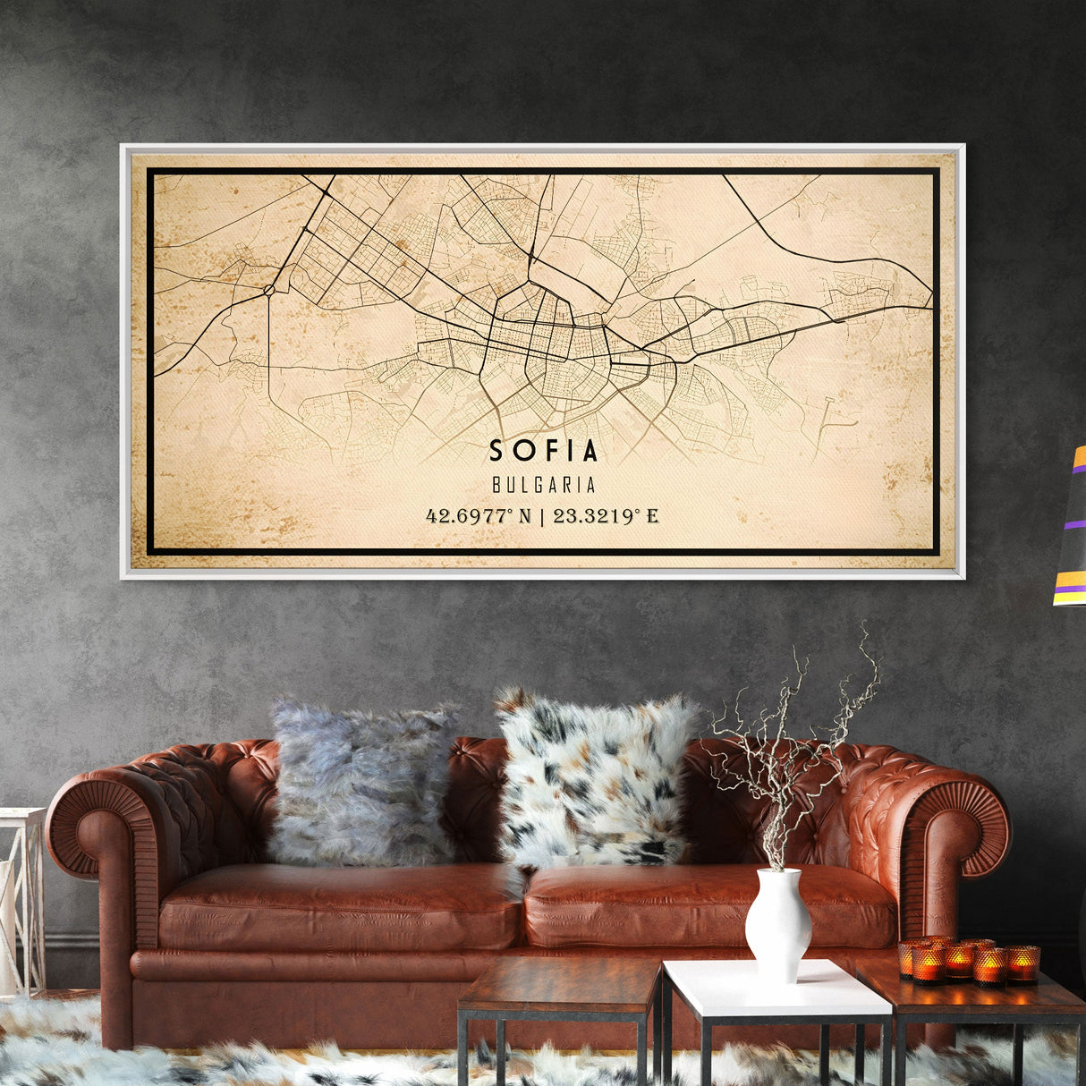 Sofia Bulgaria map print poster or framed canvas, Sofia map print poster canvas, Sofia city map print poster canvas, Vintage Travel Art