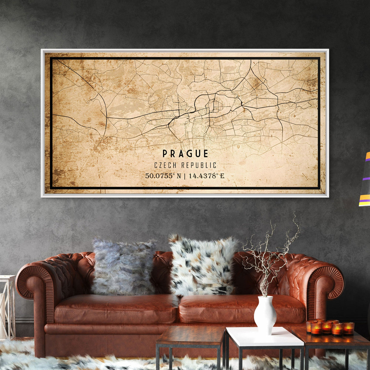 Prague Czech Republic map print poster or framed canvas, Prague map print poster canvas, city map print poster canvas, Vintage Travel Art