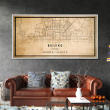 Beijing China map print poster or framed canvas, Beijing map print poster canvas, Beijing city map print poster canvas, Vintage Travel Art