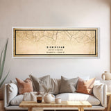 Panoramic Birmingham UK map print poster or framed canvas, map print poster canvas, UK city map print poster canvas, Vintage Travel Art