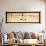 Phoenix Arizona Panoramic Street Map, Framed Canvas Art, Arizona United States Road Map Wall Art, Office Wall Art, Wall Decor for Office