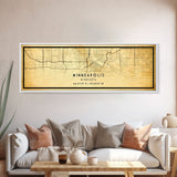 Minneapolis Panoramic map print poster or framed canvas, Minnesota map print poster canvas, Minneapolis road map print poster canvas