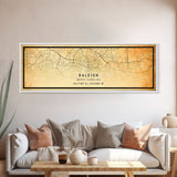 Panoramic Raleigh North Carolina map print poster or framed canvas, Raleigh map print poster canvas, city map Canvas print, Travel Art