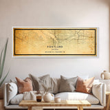 Panoramic Portland Oregon Street Map, Framed Canvas Art, Oregon United States Road Map Wall Art, Office Wall Art, Wall Decor for Office