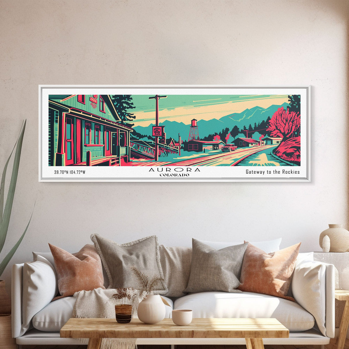 Aurora Colorado Panoramic Travel Poster Canvas Print