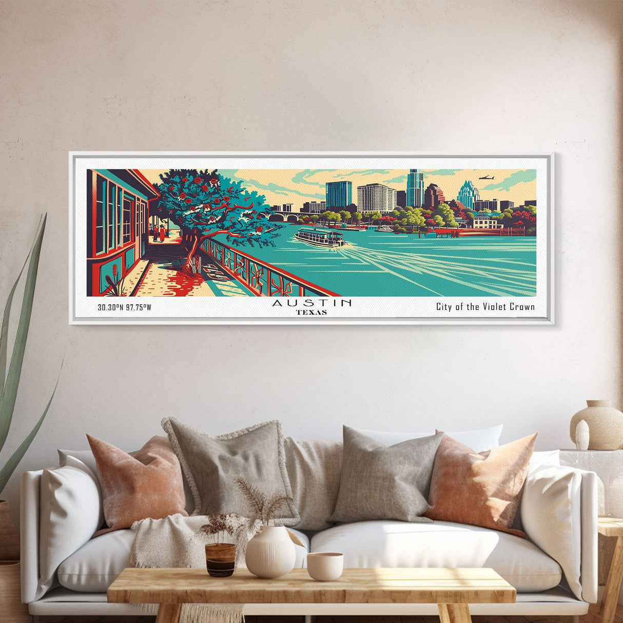 Austin Texas Panoramic Travel Poster Canvas Print