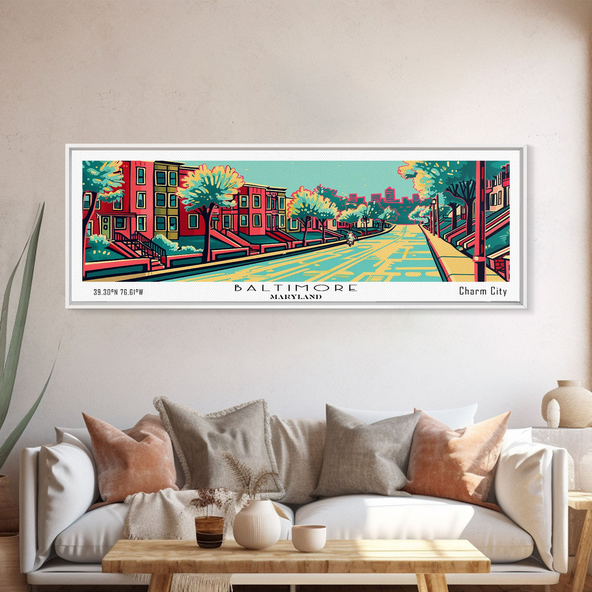 Baltimore Maryland Panoramic Travel Poster Canvas Print