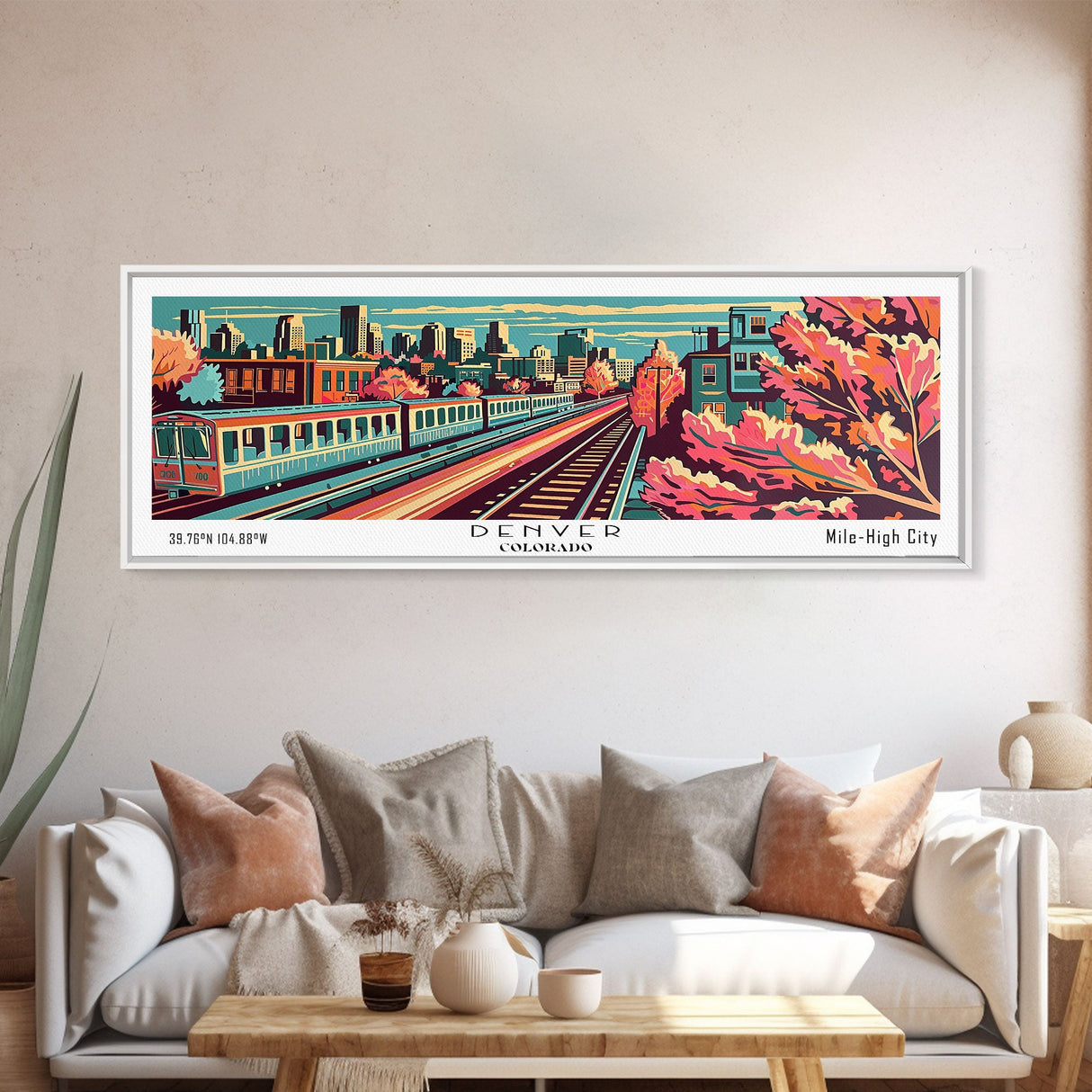 Denver Colorado Panoramic Travel Poster Canvas Print