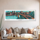 Memphis Tennessee Panoramic Painting Framed Canvas Print, Travel Poster, Mid Century Modern Art, Pop Art Style, Wall Decor, Retro Style Art