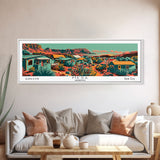 Mesa Arizona Panoramic Travel Poster Framed Canvas Print, Mid Century Modern Art, Pop Art Style, Wall Art, Home Decor, Office Wall Art