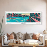 Minneapolis Minnesota Panoramic Wall Art Framed Canvas Print, Travel Poster, Mid Century Modern Art, Pop Art Style, Home Decor, Office Art