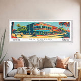 New Orleans Louisiana Panoramic Travel Poster Framed Canvas Print, Mid Century Modern Art, Pop Art Style, Wall Art, Home Decor, Retro Style Art